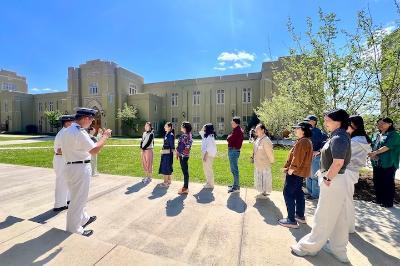 Cadets guide the CLTA-VA workshop participants on a tour of post.