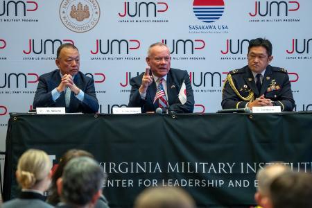 Expert panelists Dr. Satohiro Akimoto, Lt. Gen. Larry Nicholson, and Col. Satoshi Masaka lead discussion during the JUMP event Feb. 3.