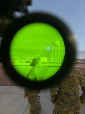 Optics scope view on base.