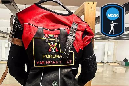 Closeup of Cadet Pohlman's name on his competition uniform.