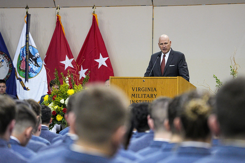 Brier addresses the VMI Class of 2027.