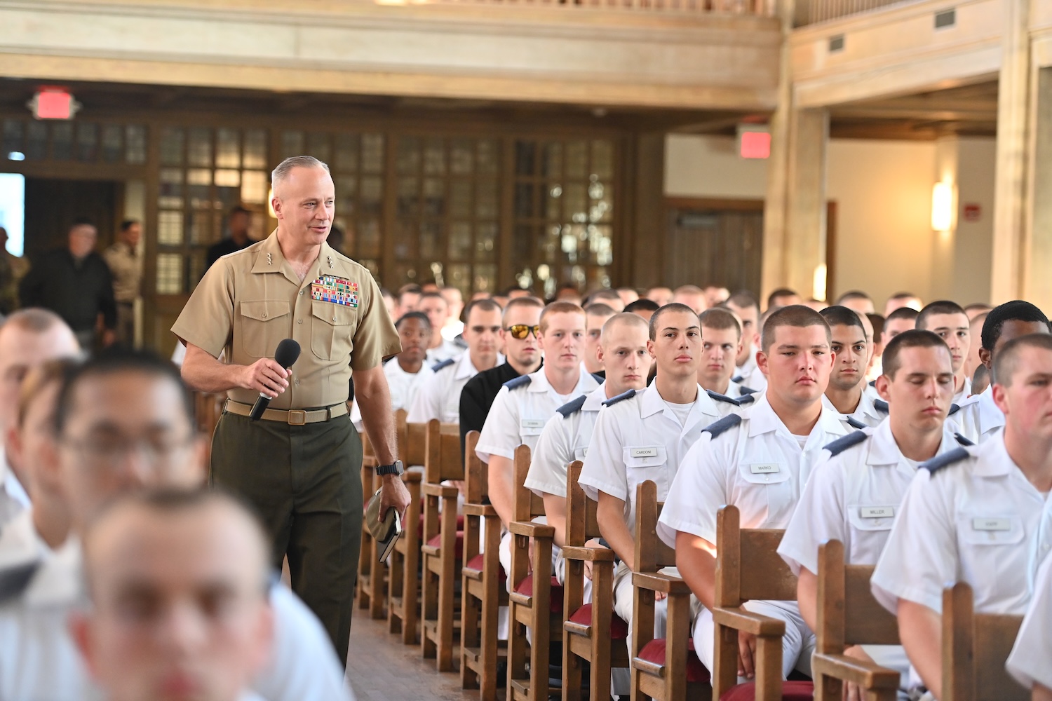 Lt. Gen. David Furness ’87 addresses the Rat Mass in Memorial Hall.
