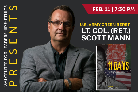 U.S. Army Green Beret  Lt. Col. (Ret.) Scott Mann promotional photo and play poster.