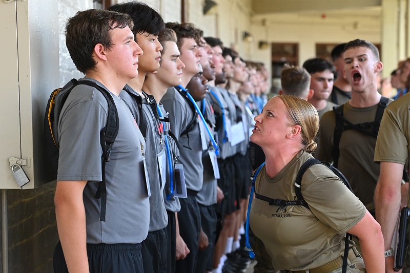 Cadet cadre - VMI upper-class leaders - begin the intense training regimen of the Rat Line.