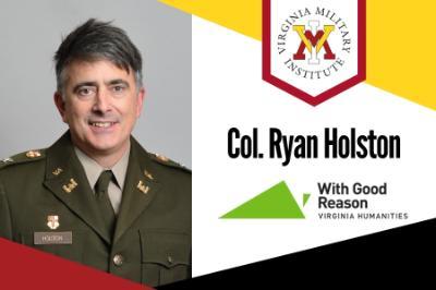 Col. Ryan Holston headshot, with WGR and VMI Logos.