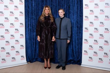 First Lady Melania Trump embraces Caoilinn McLane ’29 at Children’s National Hospital in December.