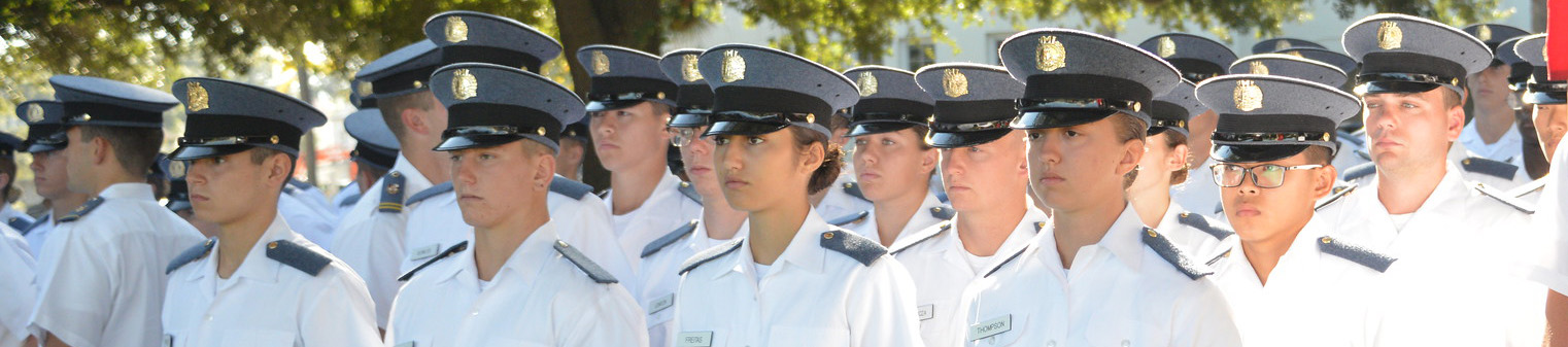 First year students (rats) from VMI in formation while visiting The Citadel, a fellow senior military college.