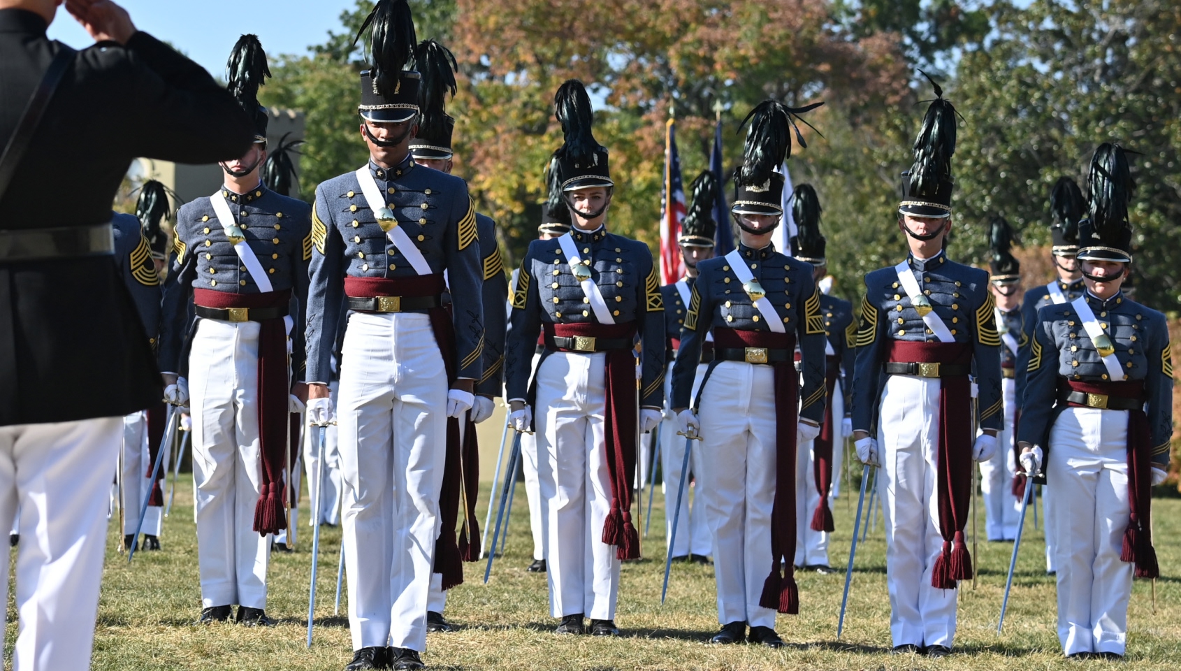 Cadets at attention on the parade ground.