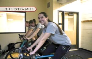 A cadet on a stationary bike.