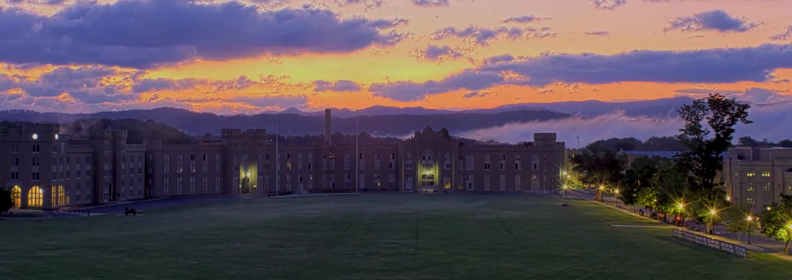 Sunrise over barracks as seen from a VMI webcam.