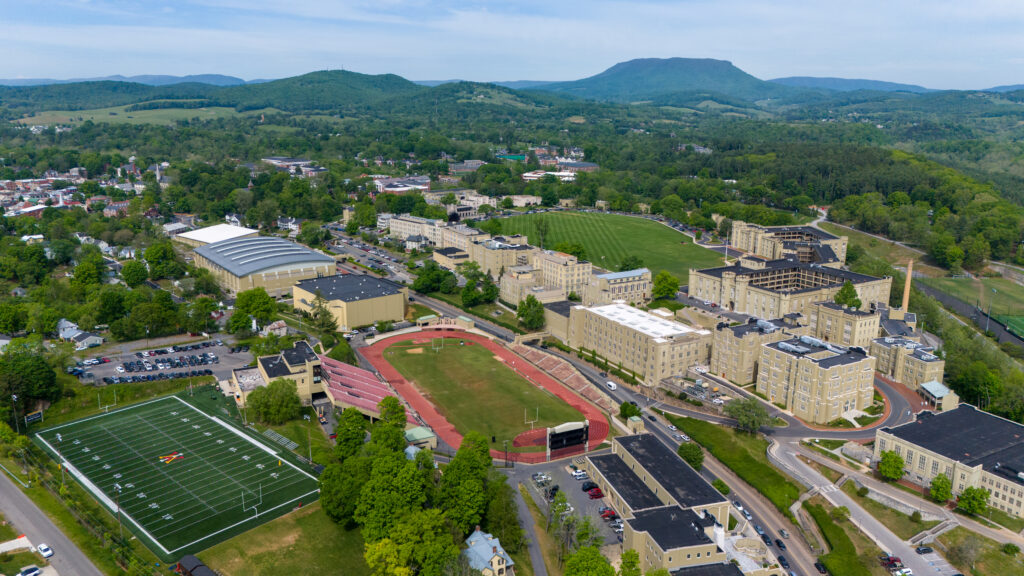 Drone-captured view of post.