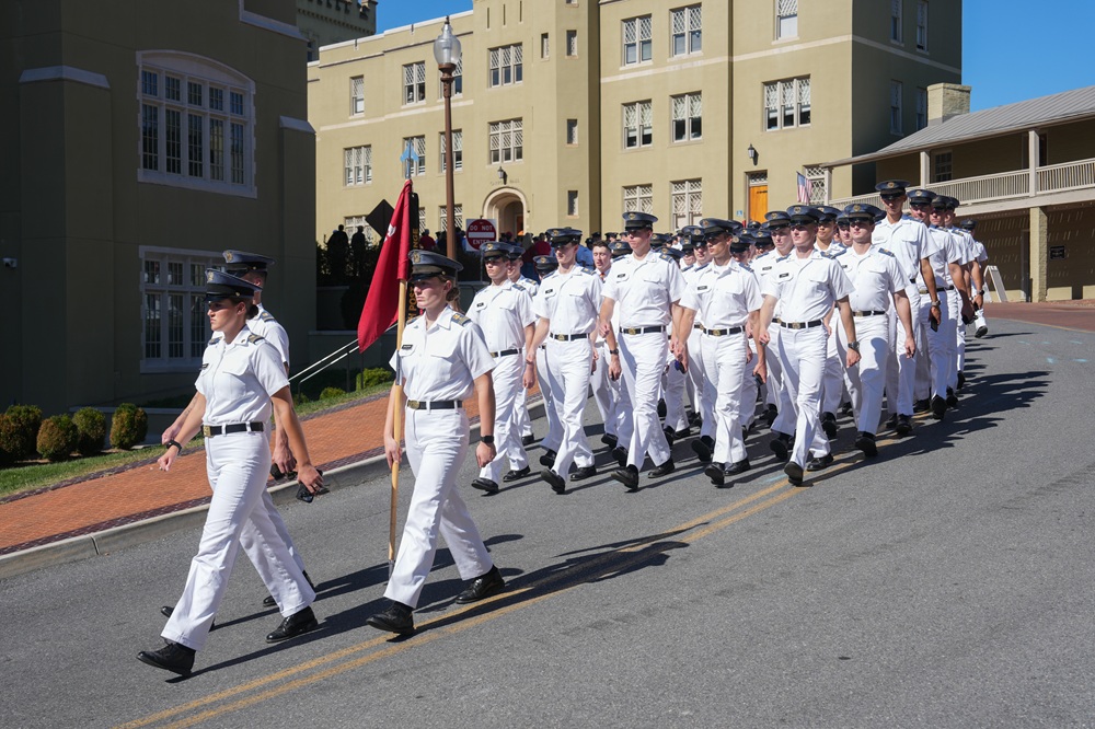 Cadets march down to the field.