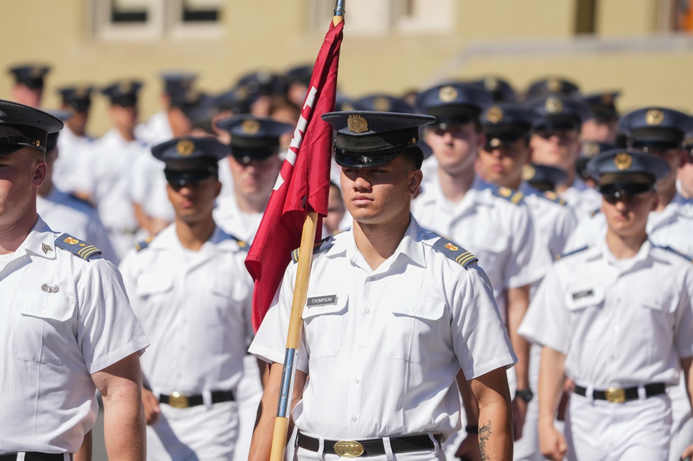 Cadets march down to the field.