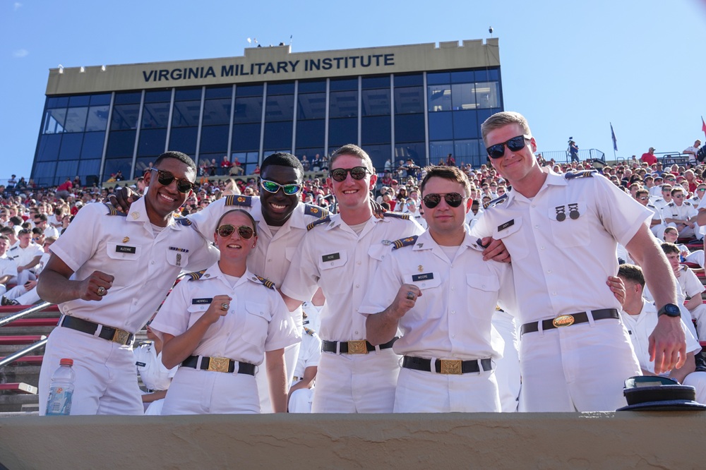 Cadets enjoy the game from the stands.