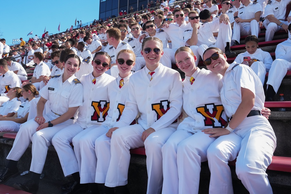 Cadets enjoy the game from the stands.