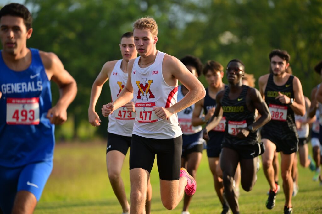 Camden Gonzales running cross country for VMI.