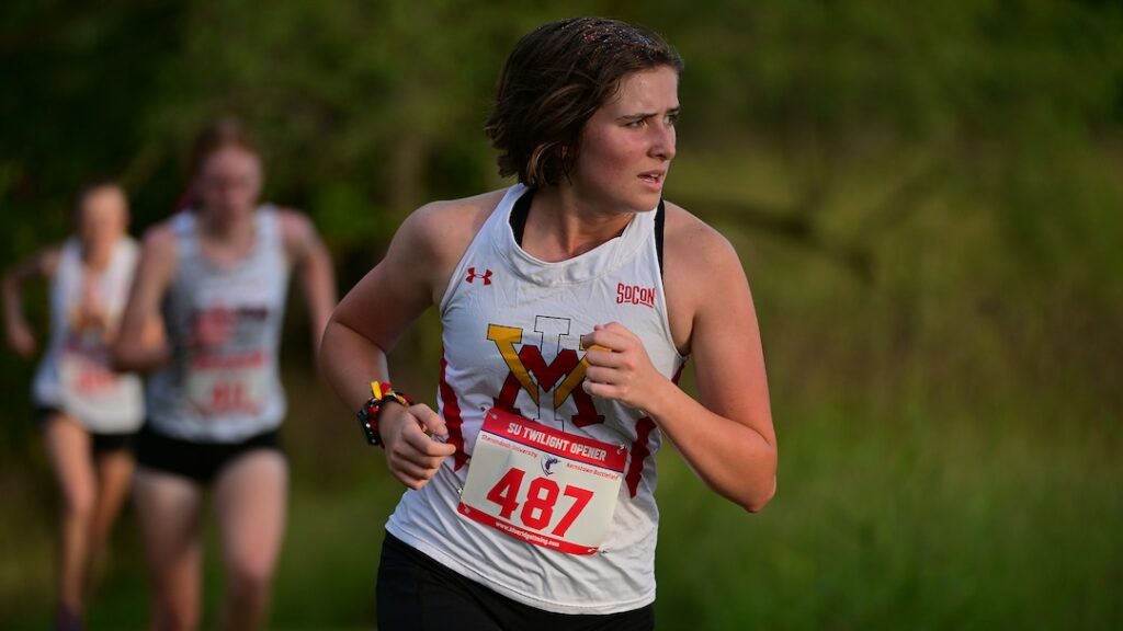 Samantha Layton running cross country for VMI.
