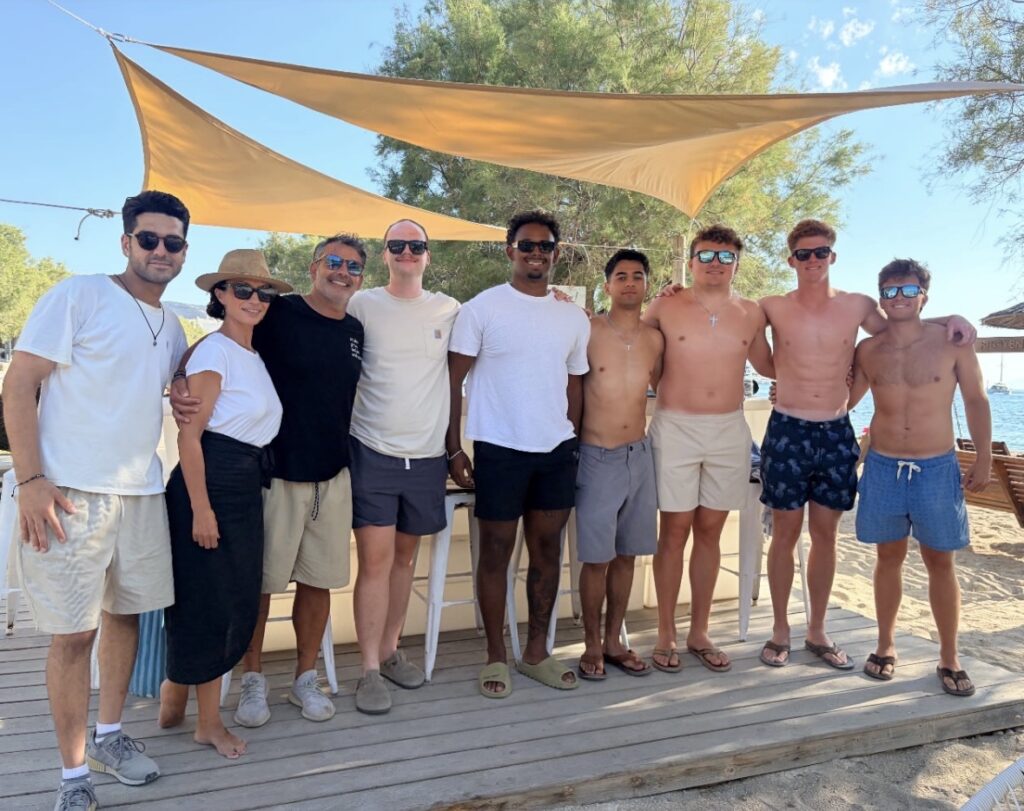 Max Perry with classmates in Greece.