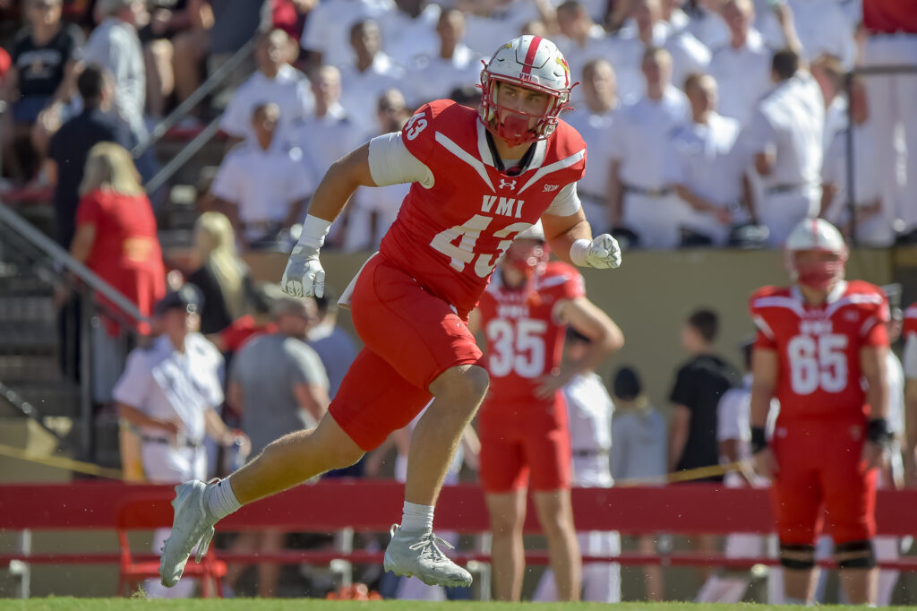 Henry Berling playing football for VMI.