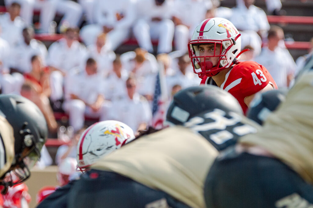 Henry Berling playing football for VMI.